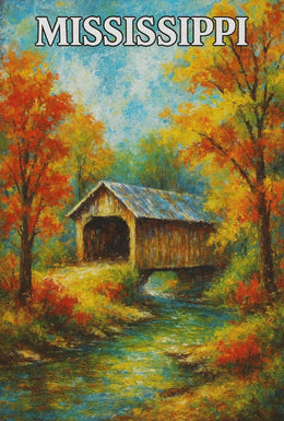 Rustic Mississippi Covered Bridge Artistic Travel Poster PosterGoat