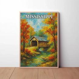 Rustic Mississippi Covered Bridge Artistic Travel Poster PosterGoat