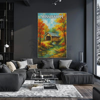 Rustic Mississippi Covered Bridge Artistic Travel Poster PosterGoat