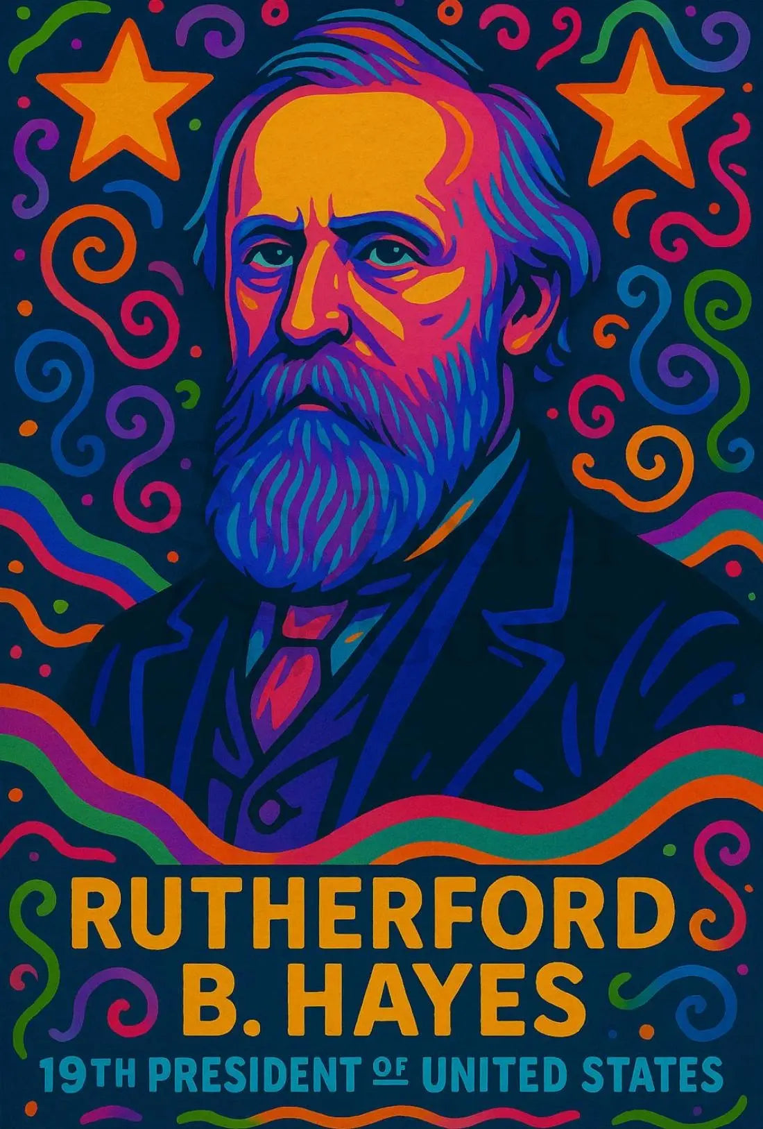 Rutherford B. Hayes Pop Art Presidential Poster PosterGoat