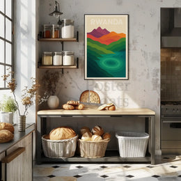 Rwanda's Serene Landscapes Modern Travel Poster PosterGoat