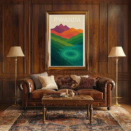 Rwanda's Serene Landscapes Modern Travel Poster PosterGoat