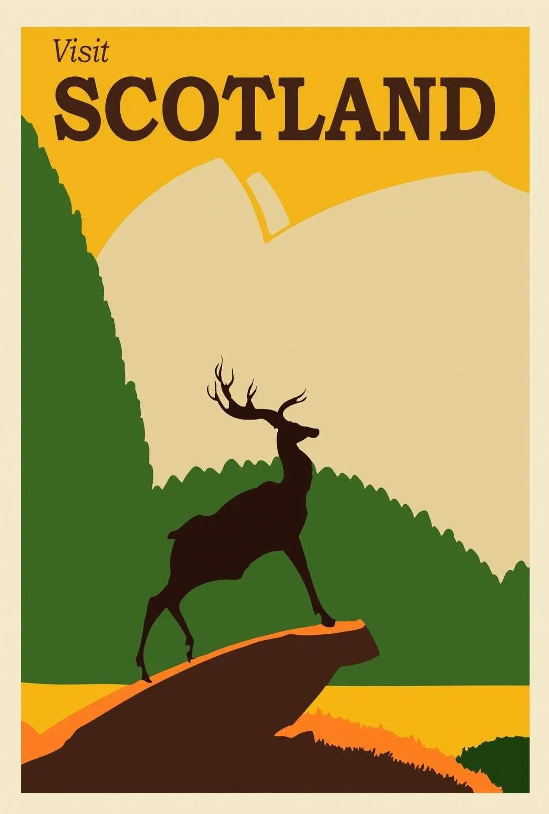 SCOTLAND Stag Retro Travel Poster Evokes Scottish Highlands Adventure PosterGoat