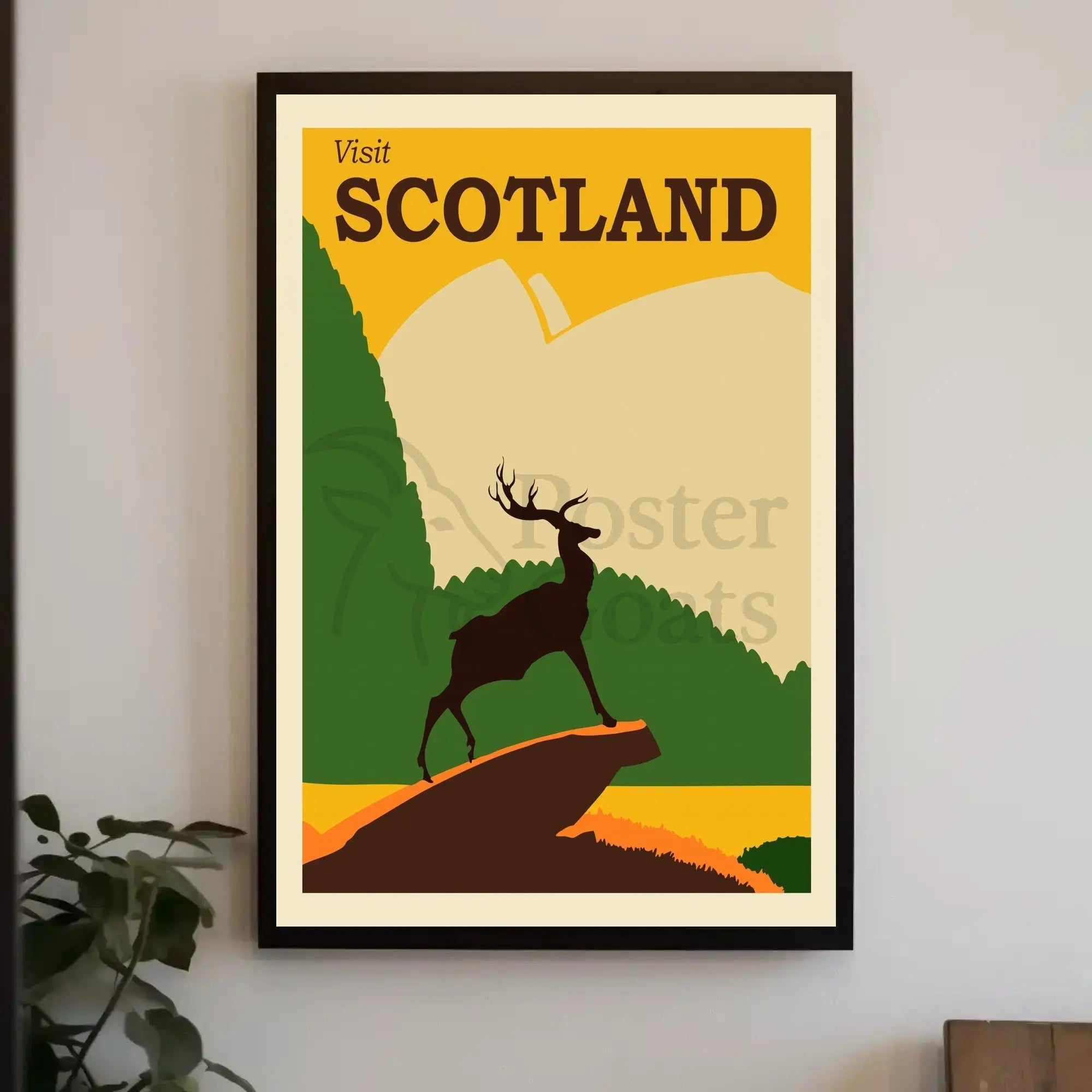 SCOTLAND Stag Retro Travel Poster Evokes Scottish Highlands Adventure PosterGoat