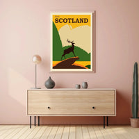 SCOTLAND Stag Retro Travel Poster Evokes Scottish Highlands Adventure PosterGoat