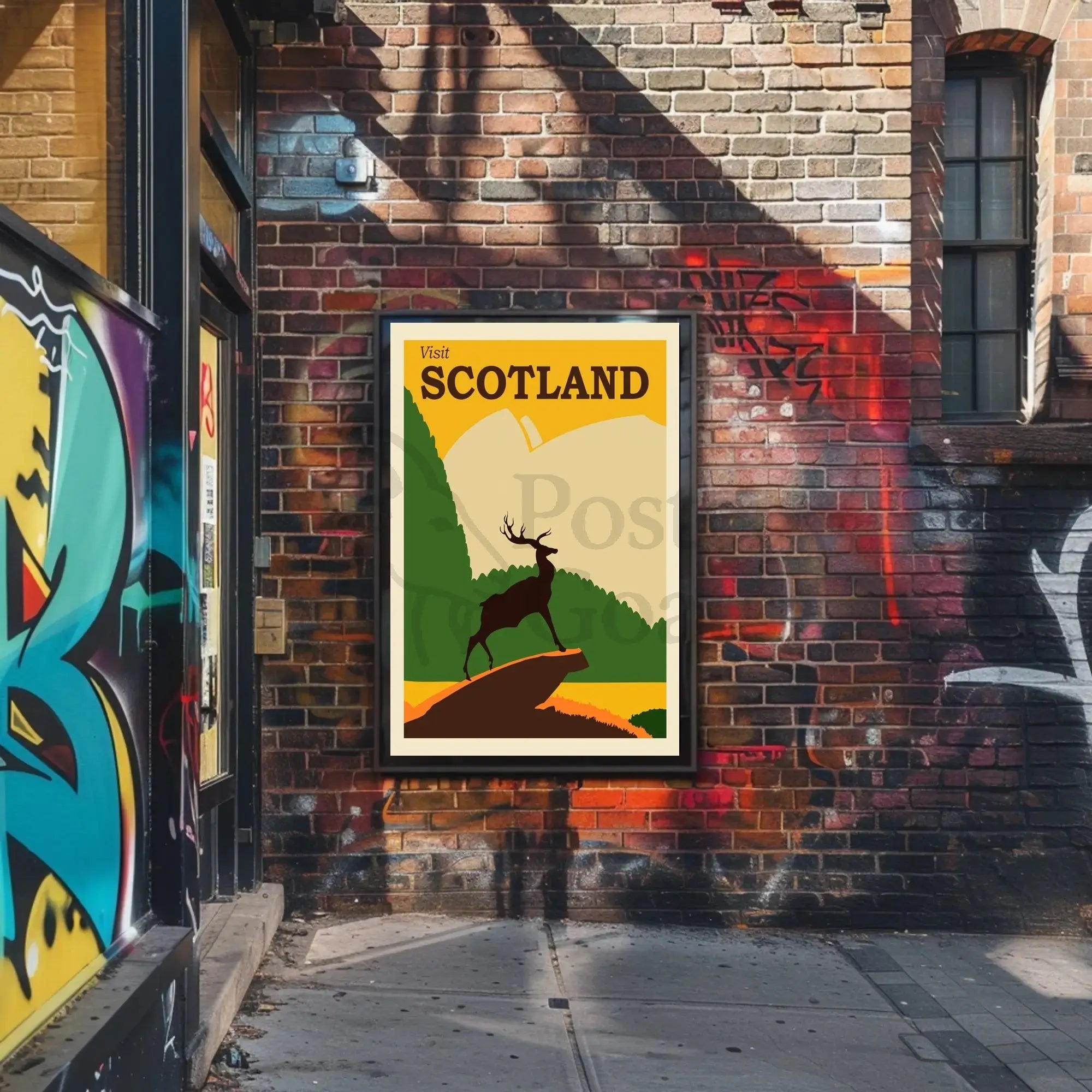 SCOTLAND Stag Retro Travel Poster Evokes Scottish Highlands Adventure PosterGoat