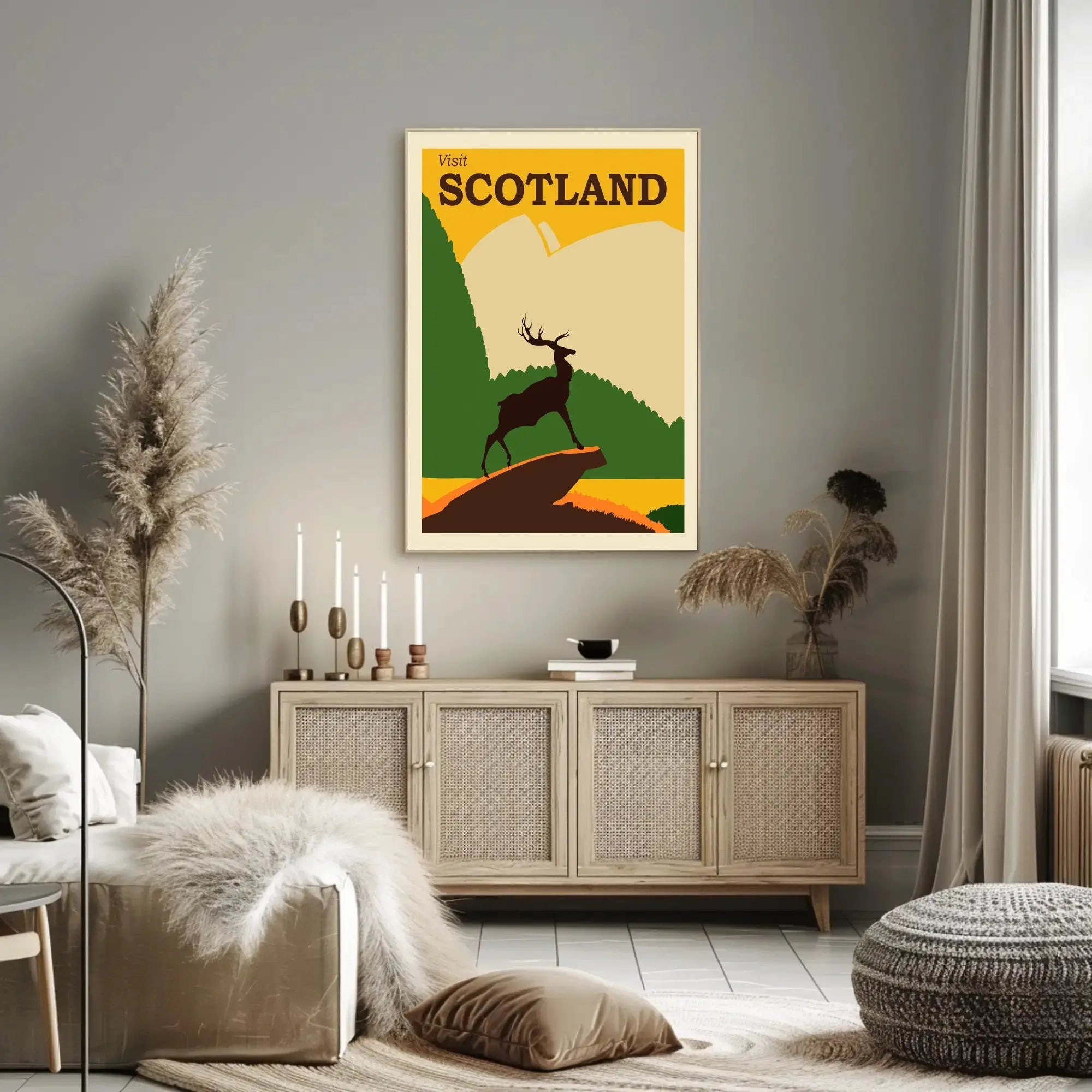 SCOTLAND Stag Retro Travel Poster Evokes Scottish Highlands Adventure PosterGoat