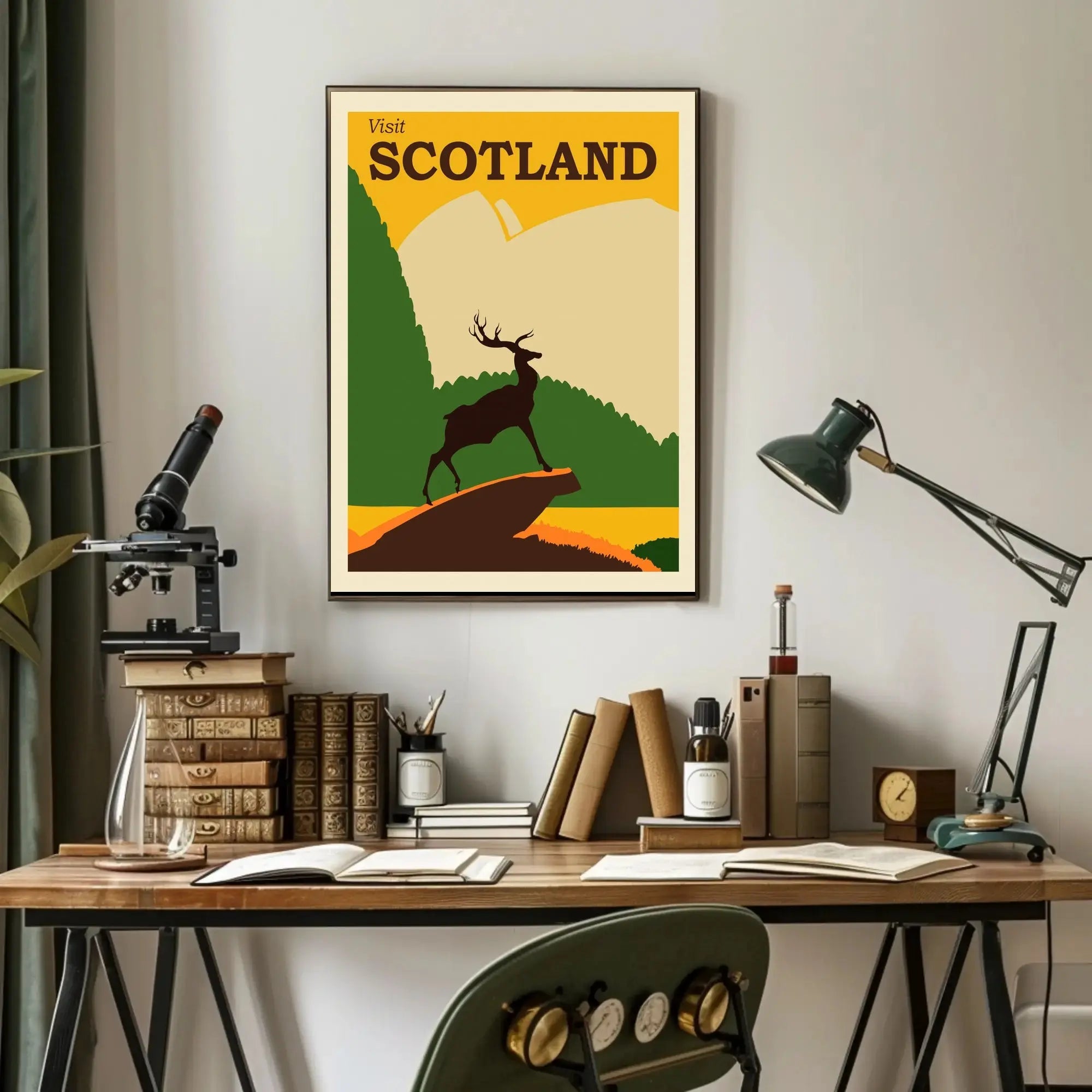 SCOTLAND Stag Retro Travel Poster Evokes Scottish Highlands Adventure PosterGoat