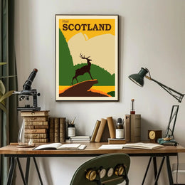 SCOTLAND Stag Retro Travel Poster Evokes Scottish Highlands Adventure PosterGoat
