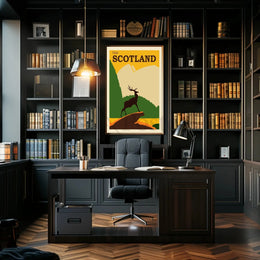 SCOTLAND Stag Retro Travel Poster Evokes Scottish Highlands Adventure PosterGoat