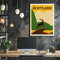 SCOTLAND Stag Retro Travel Poster Evokes Scottish Highlands Adventure PosterGoat