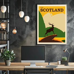 SCOTLAND Stag Retro Travel Poster Evokes Scottish Highlands Adventure PosterGoat