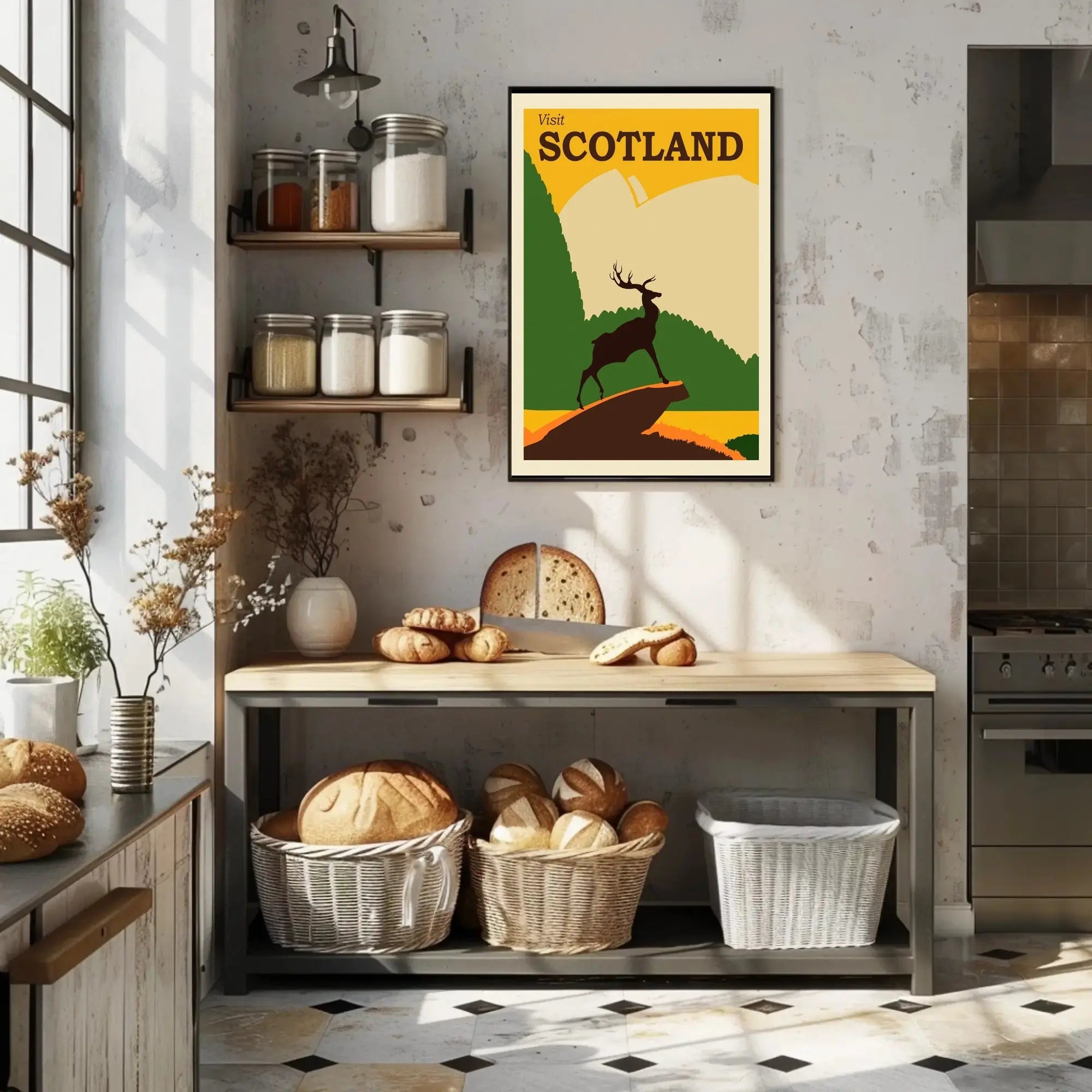 SCOTLAND Stag Retro Travel Poster Evokes Scottish Highlands Adventure PosterGoat