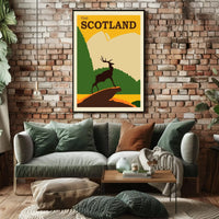SCOTLAND Stag Retro Travel Poster Evokes Scottish Highlands Adventure PosterGoat