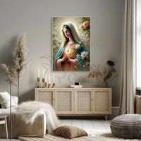 Sacred Heart Madonna Religious Art Print Poster PosterGoat