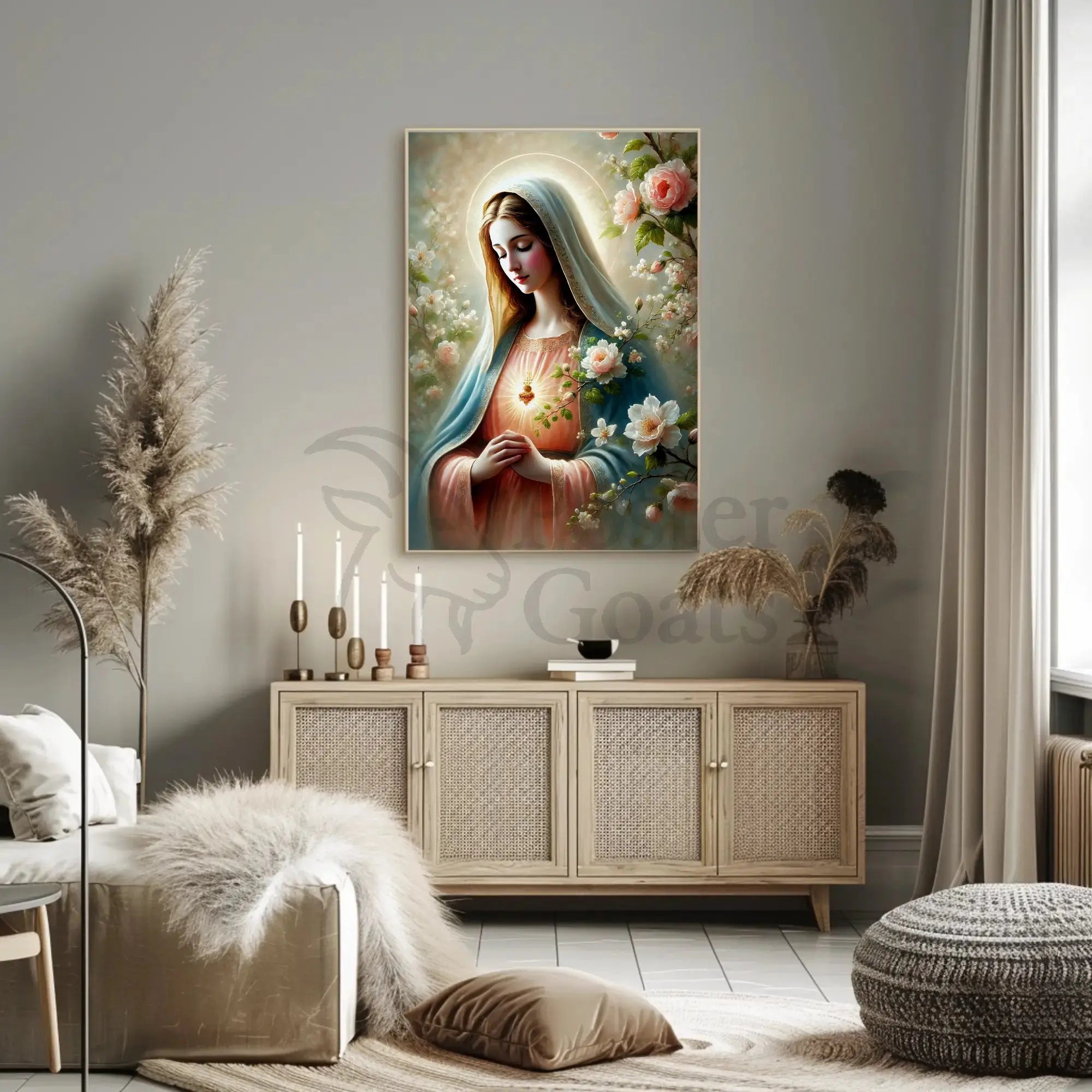 Sacred Heart Madonna Religious Art Print Poster PosterGoat