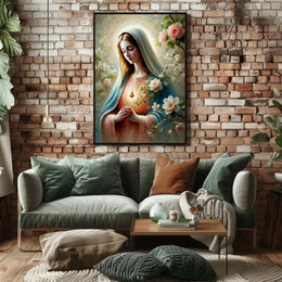 Sacred Heart Madonna Religious Art Print Poster PosterGoat