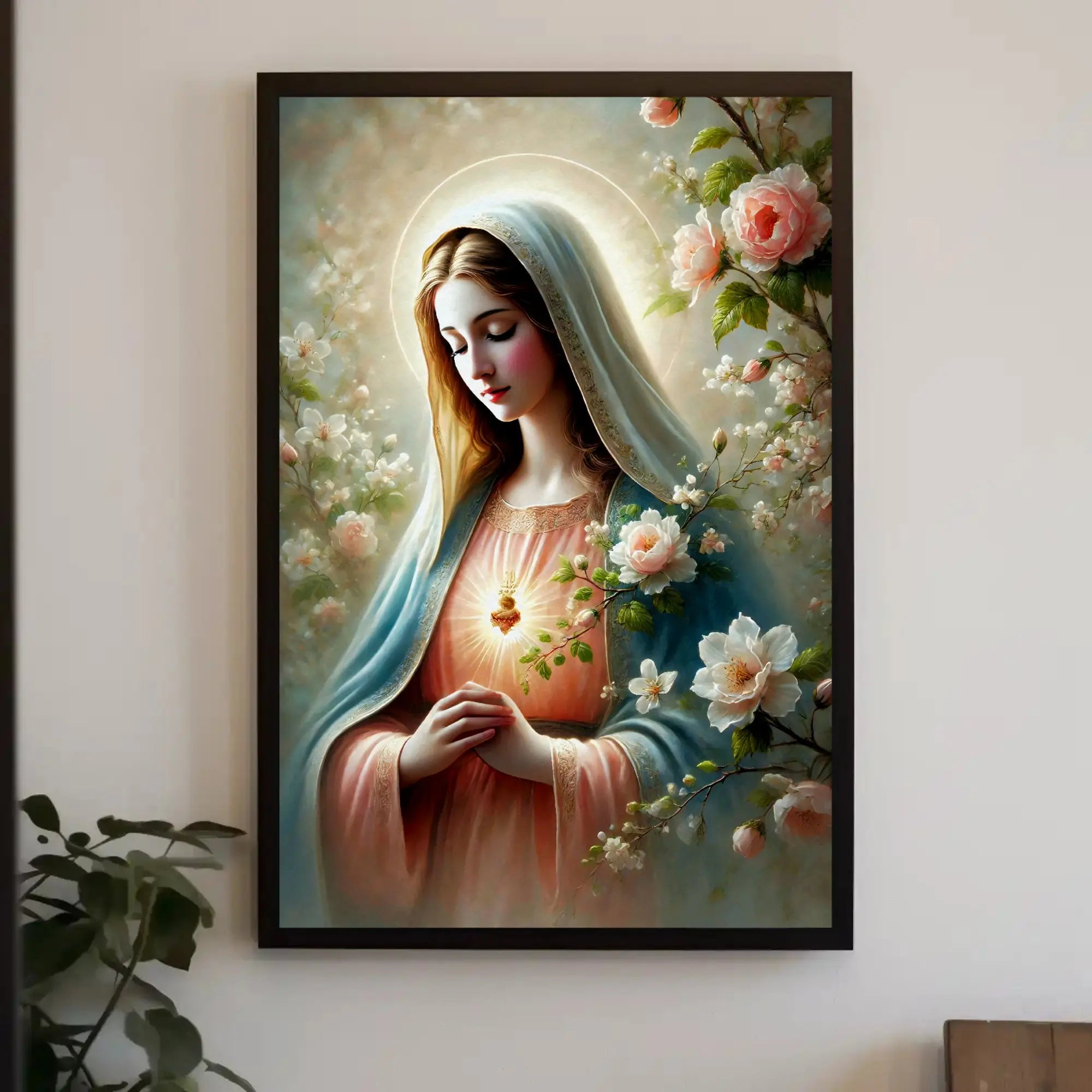 Sacred Heart Madonna Religious Art Print Poster PosterGoat