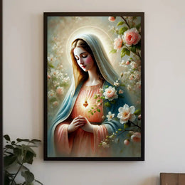 Sacred Heart Madonna Religious Art Print Poster PosterGoat