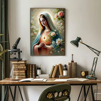 Sacred Heart Madonna Religious Art Print Poster PosterGoat