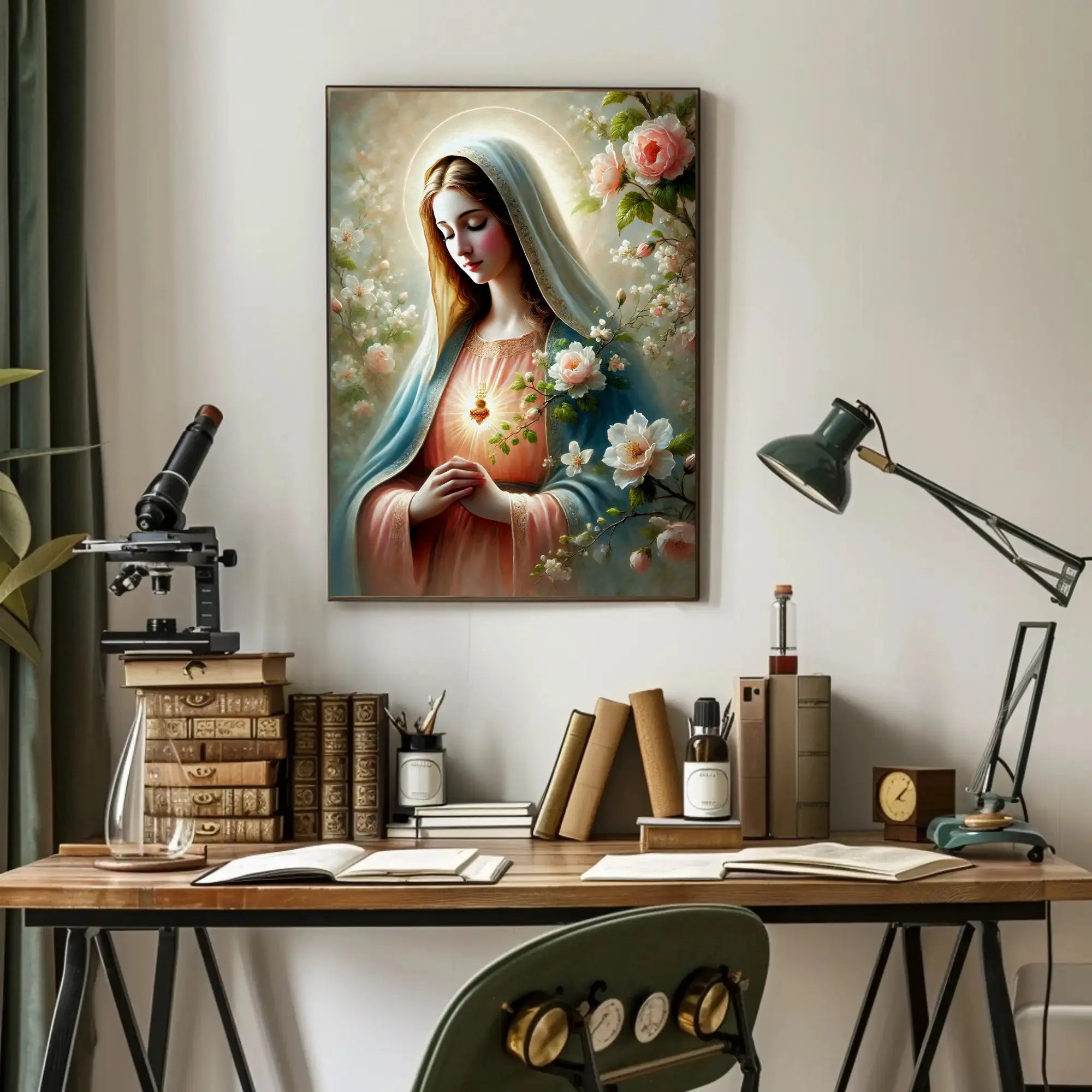Sacred Heart Madonna Religious Art Print Poster PosterGoat