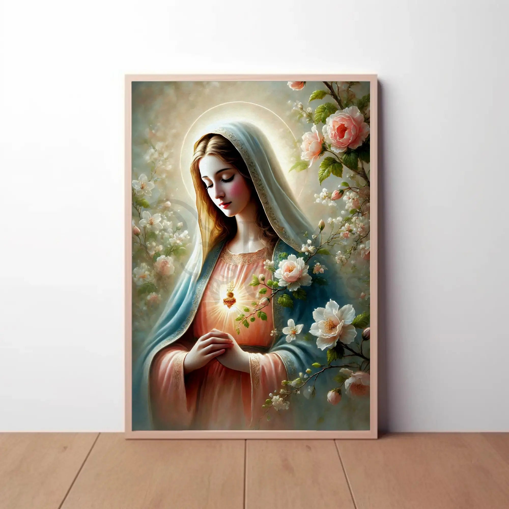 Sacred Heart Madonna Religious Art Print Poster PosterGoat