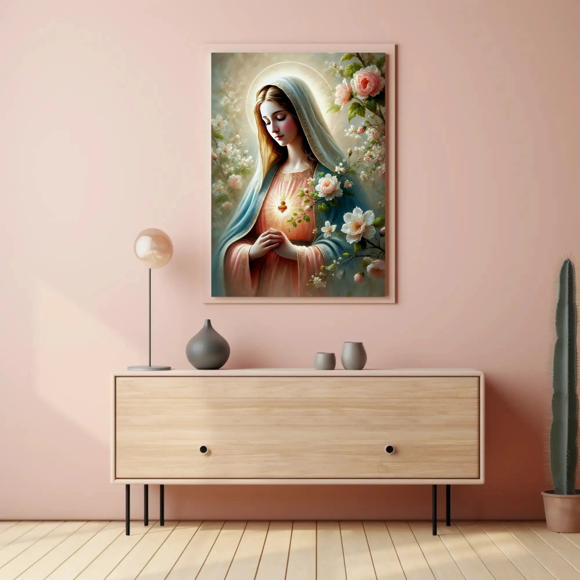 Sacred Heart Madonna Religious Art Print Poster PosterGoat