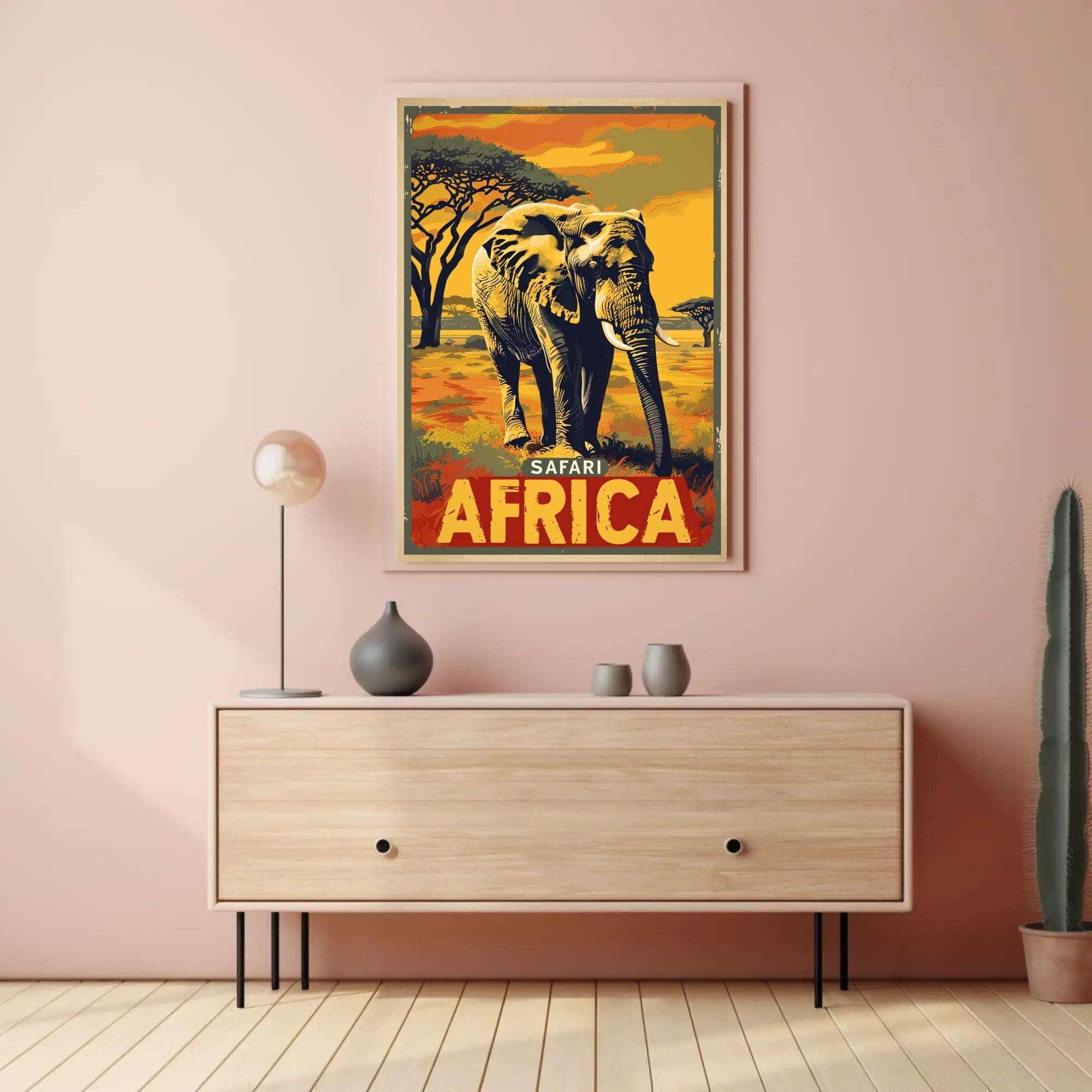 Safari Adventure Elephant Vintage Print Travel Poster PosterGoat