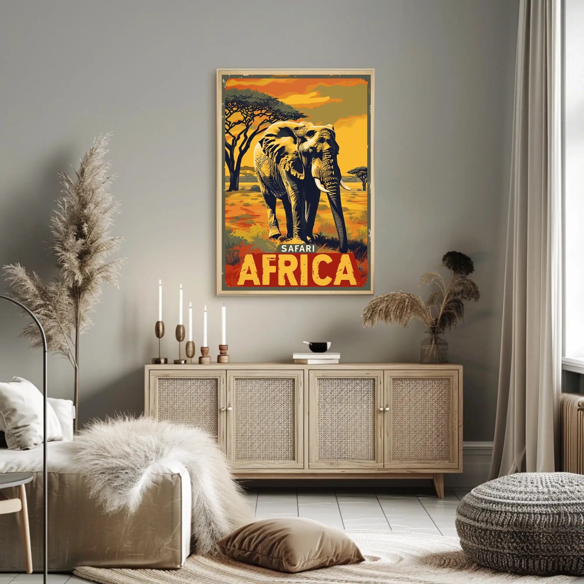 Safari Adventure Elephant Vintage Print Travel Poster PosterGoat
