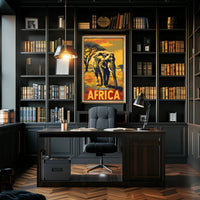 Safari Adventure Elephant Vintage Print Travel Poster PosterGoat
