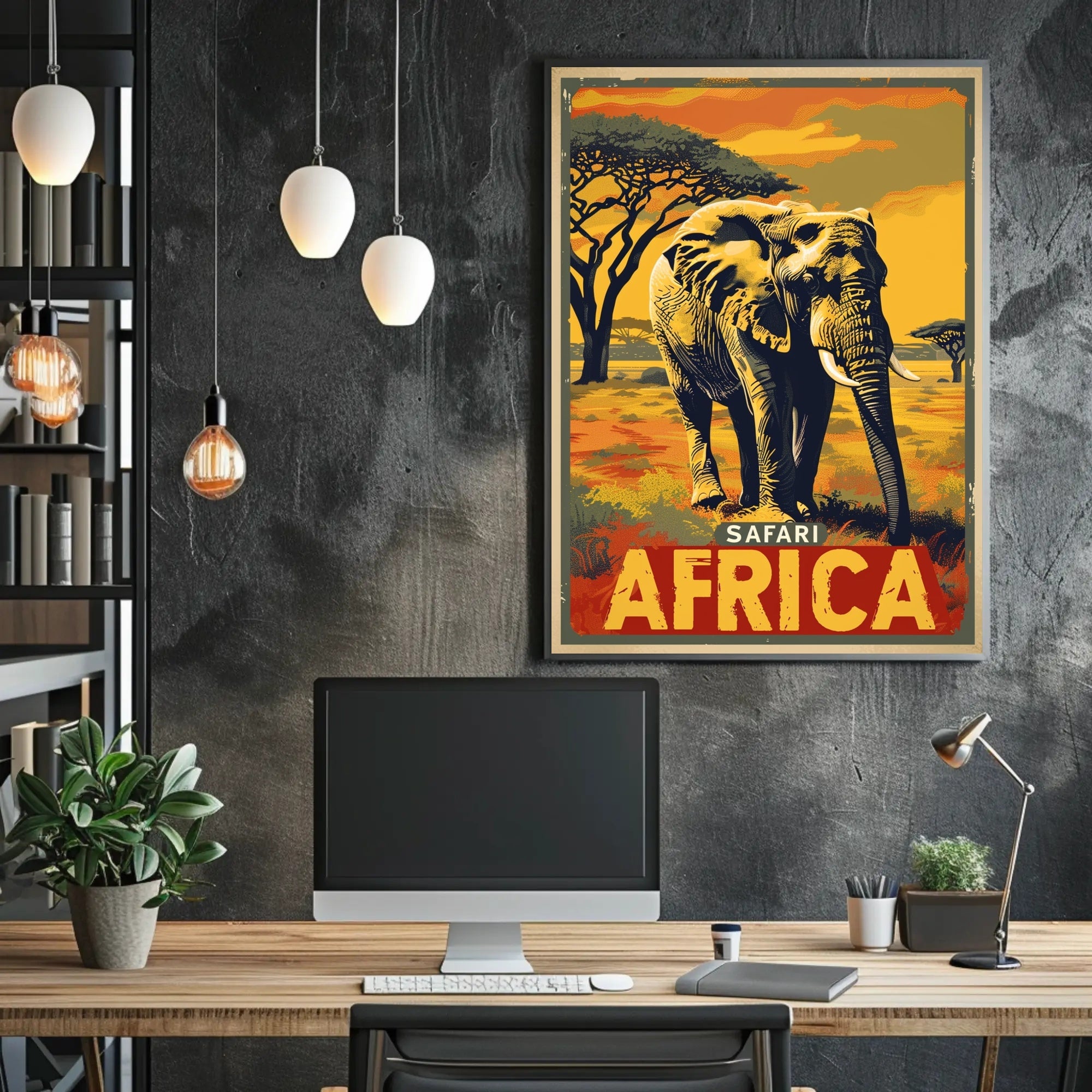 Safari Adventure Elephant Vintage Print Travel Poster PosterGoat