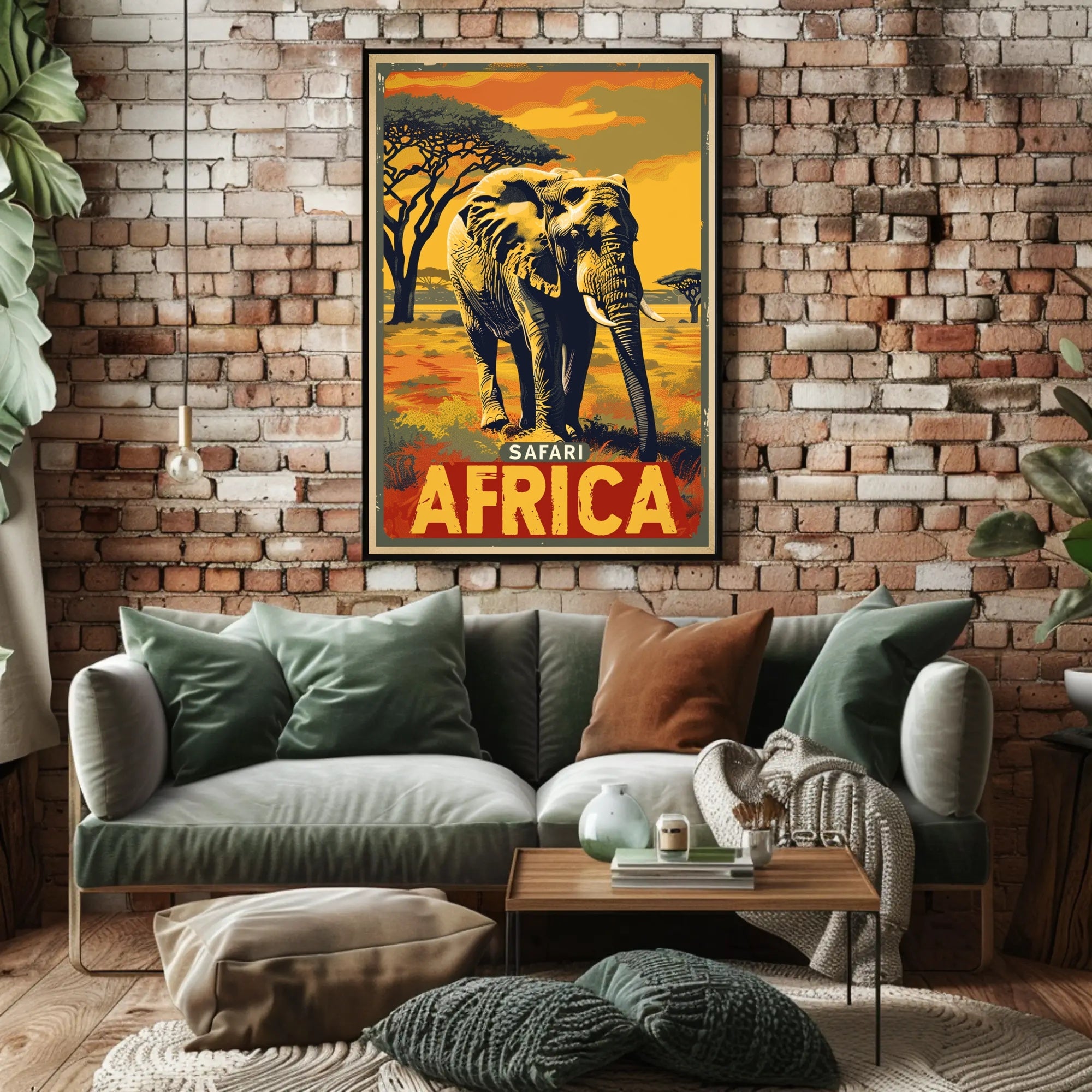 Safari Adventure Elephant Vintage Print Travel Poster PosterGoat