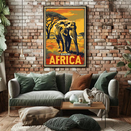 Safari Adventure Elephant Vintage Print Travel Poster PosterGoat