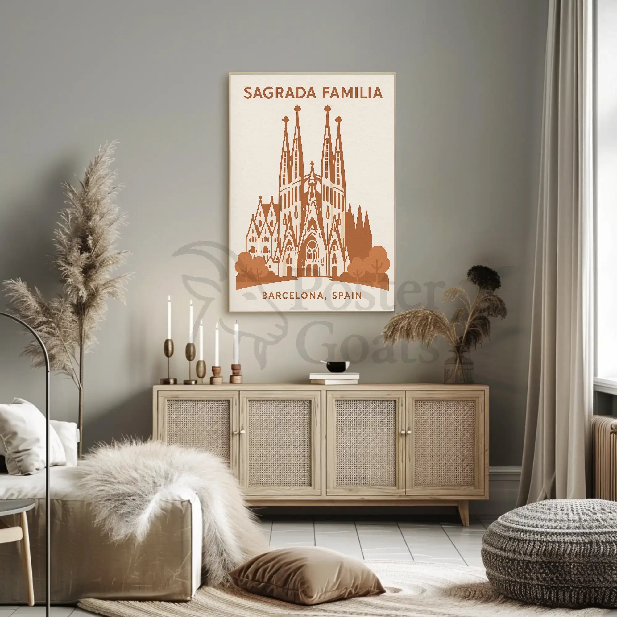 Sagrada Familia Barcelona Travel Destination Vintage Poster PosterGoat