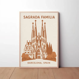 Sagrada Familia Barcelona Travel Destination Vintage Poster PosterGoat