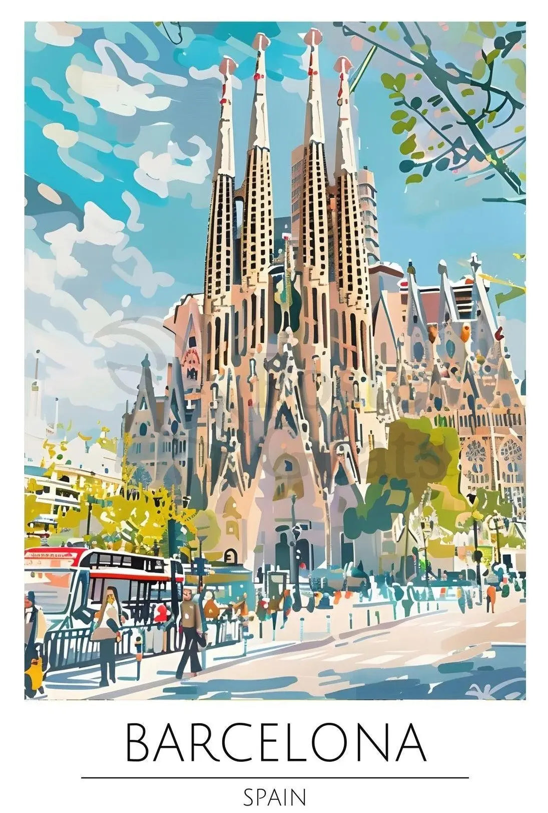 Sagrada Família Barcelona Vibrant Cityscape Travel Poster PosterGoat