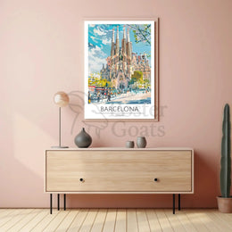 Sagrada Família Barcelona Vibrant Cityscape Travel Poster PosterGoat