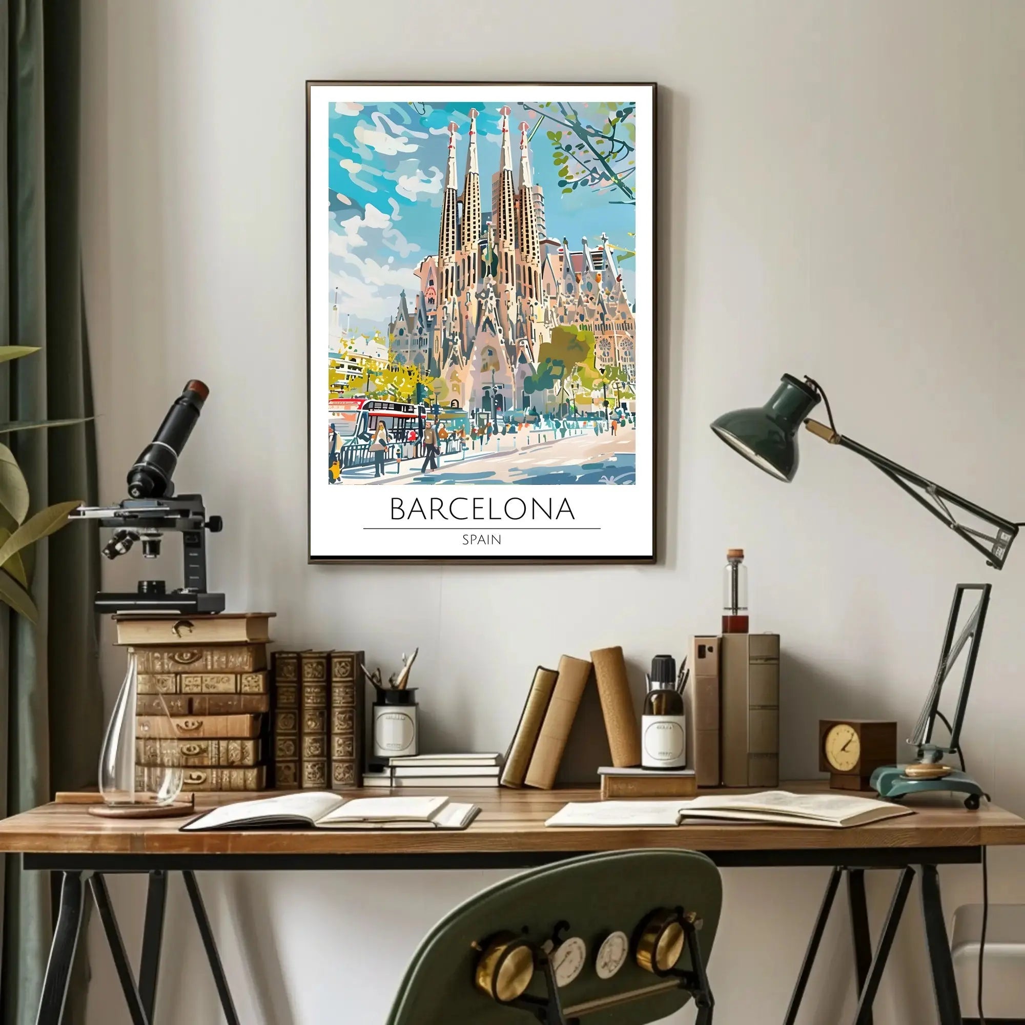 Sagrada Família Barcelona Vibrant Cityscape Travel Poster PosterGoat