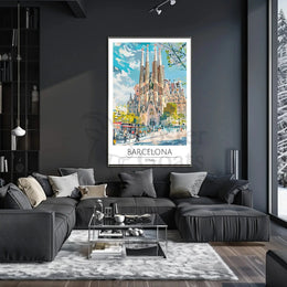 Sagrada Família Barcelona Vibrant Cityscape Travel Poster PosterGoat