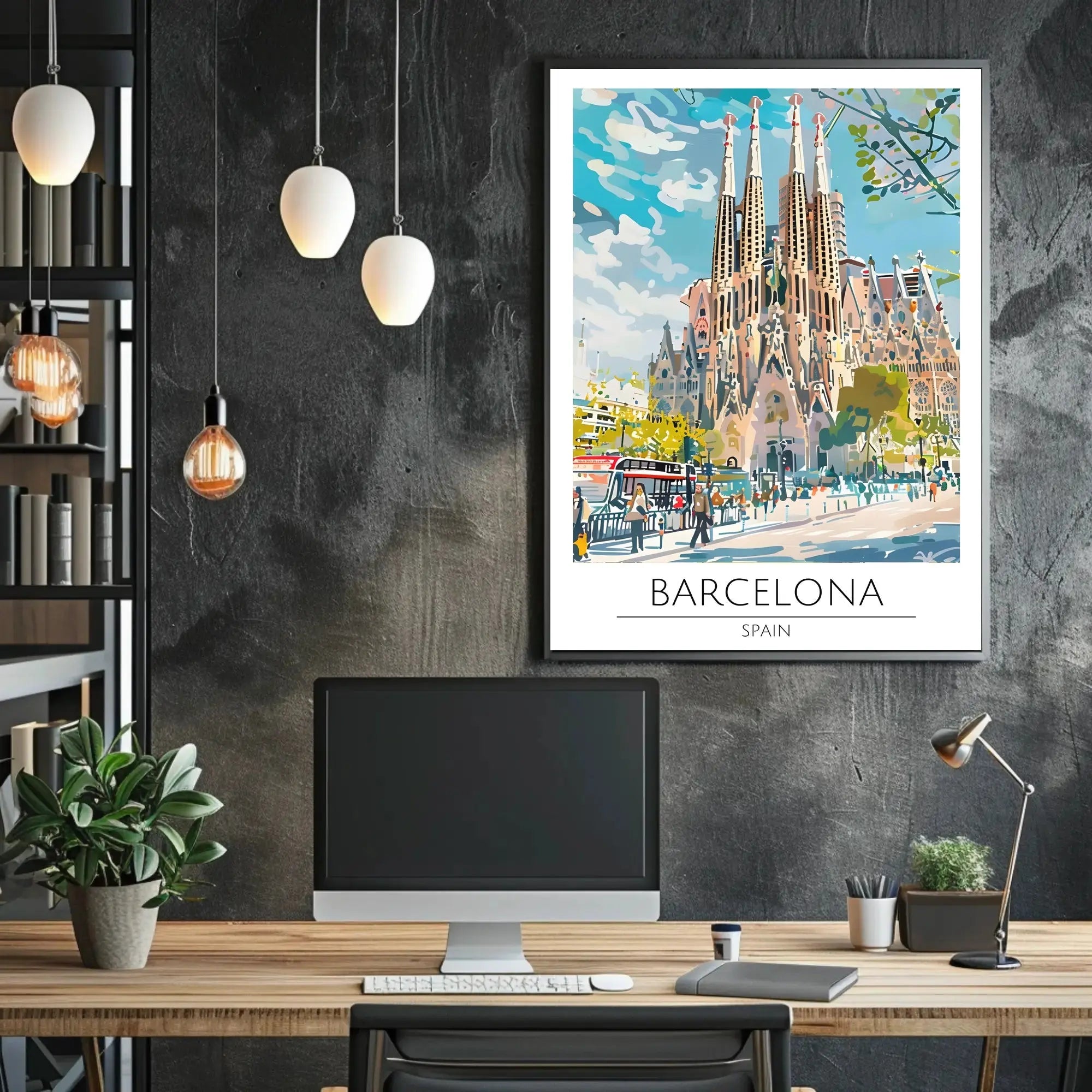 Sagrada Família Barcelona Vibrant Cityscape Travel Poster PosterGoat