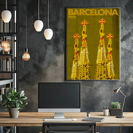 Sagrada Familia Barcelona Vintage Travel Poster PosterGoat