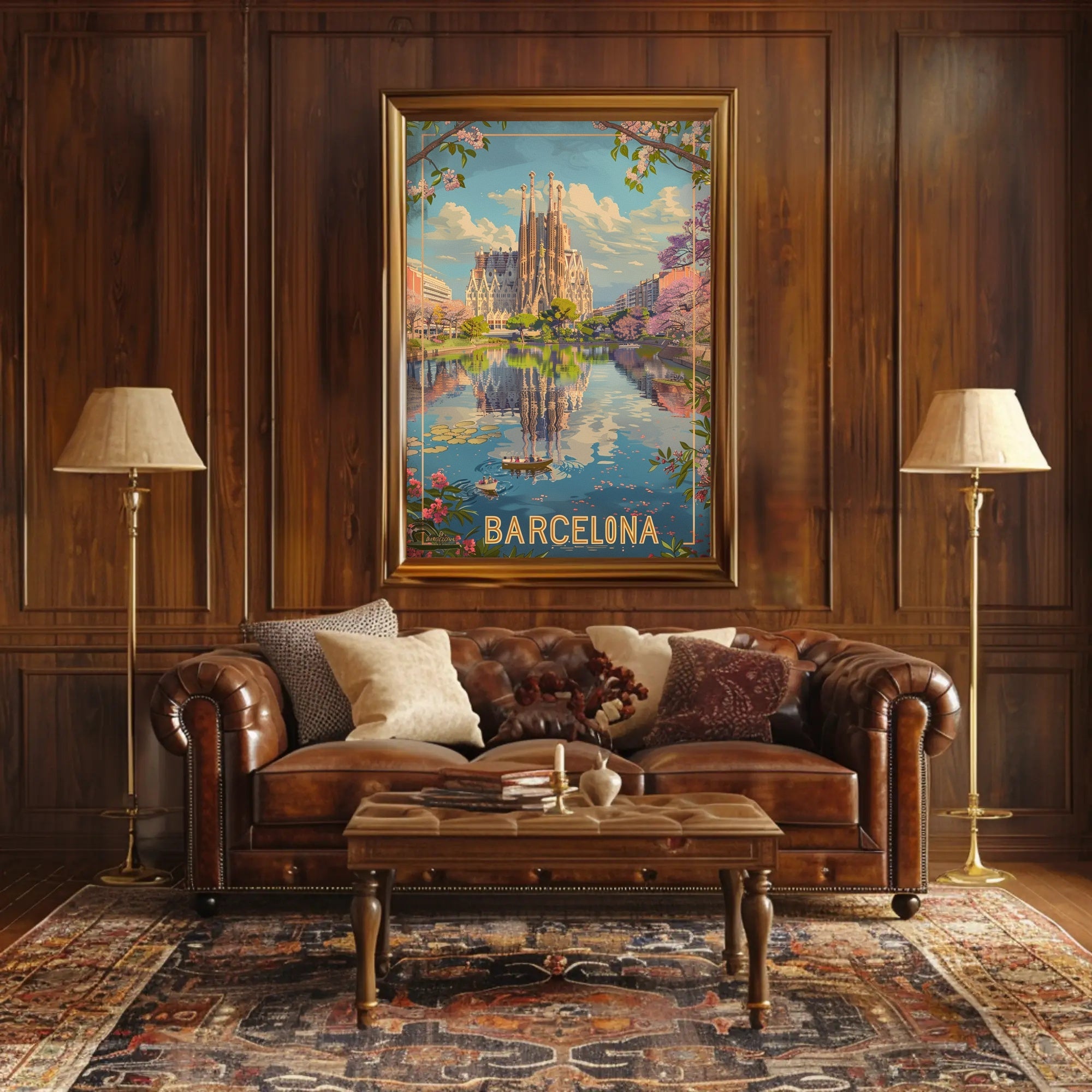 Sagrada Família Reflection in Barcelona Travel Poster PosterGoat