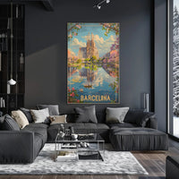 Sagrada Família Reflection in Barcelona Travel Poster PosterGoat