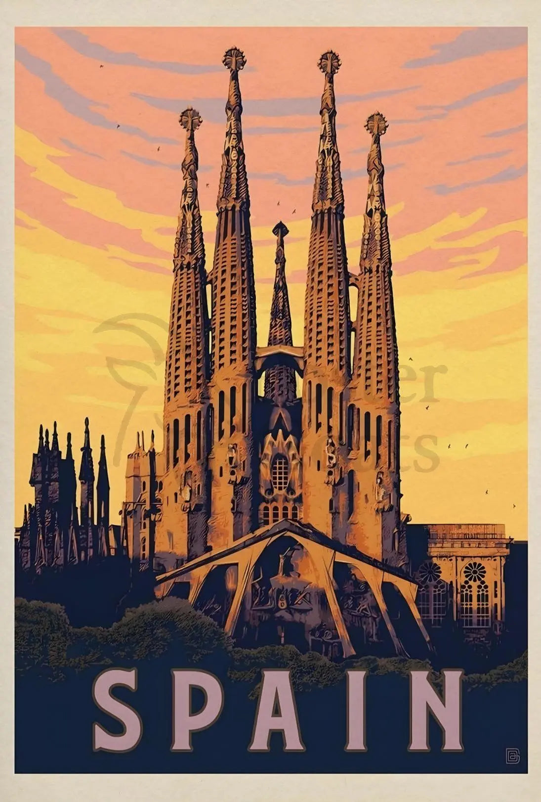 Sagrada Família Vintage Travel Art Print Travel Poster PosterGoat
