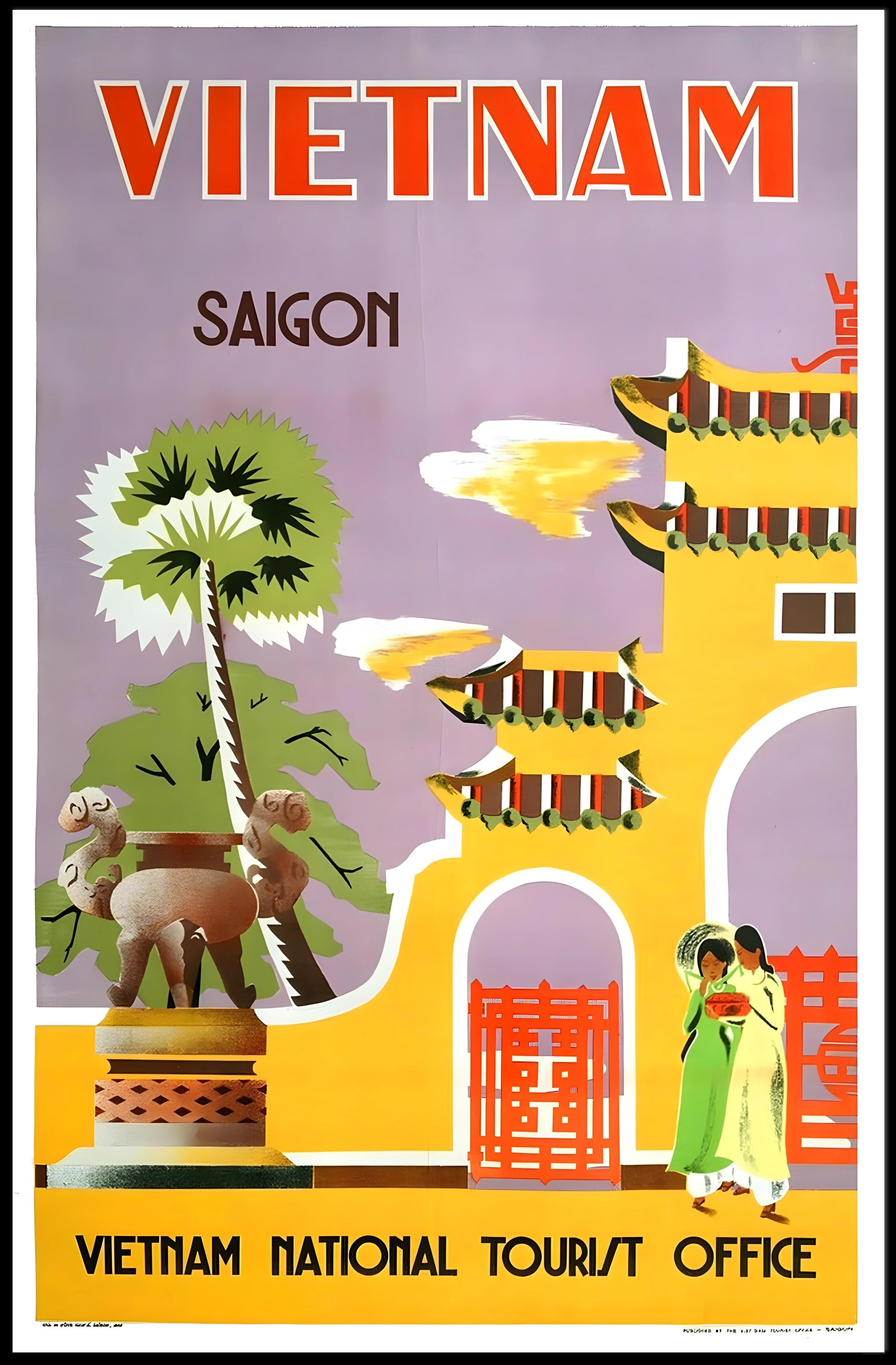 Saigon Vintage Travel Poster: Vibrant Mid-Century Design PosterGoat