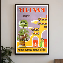 Saigon Vintage Travel Poster: Vibrant Mid-Century Design PosterGoat