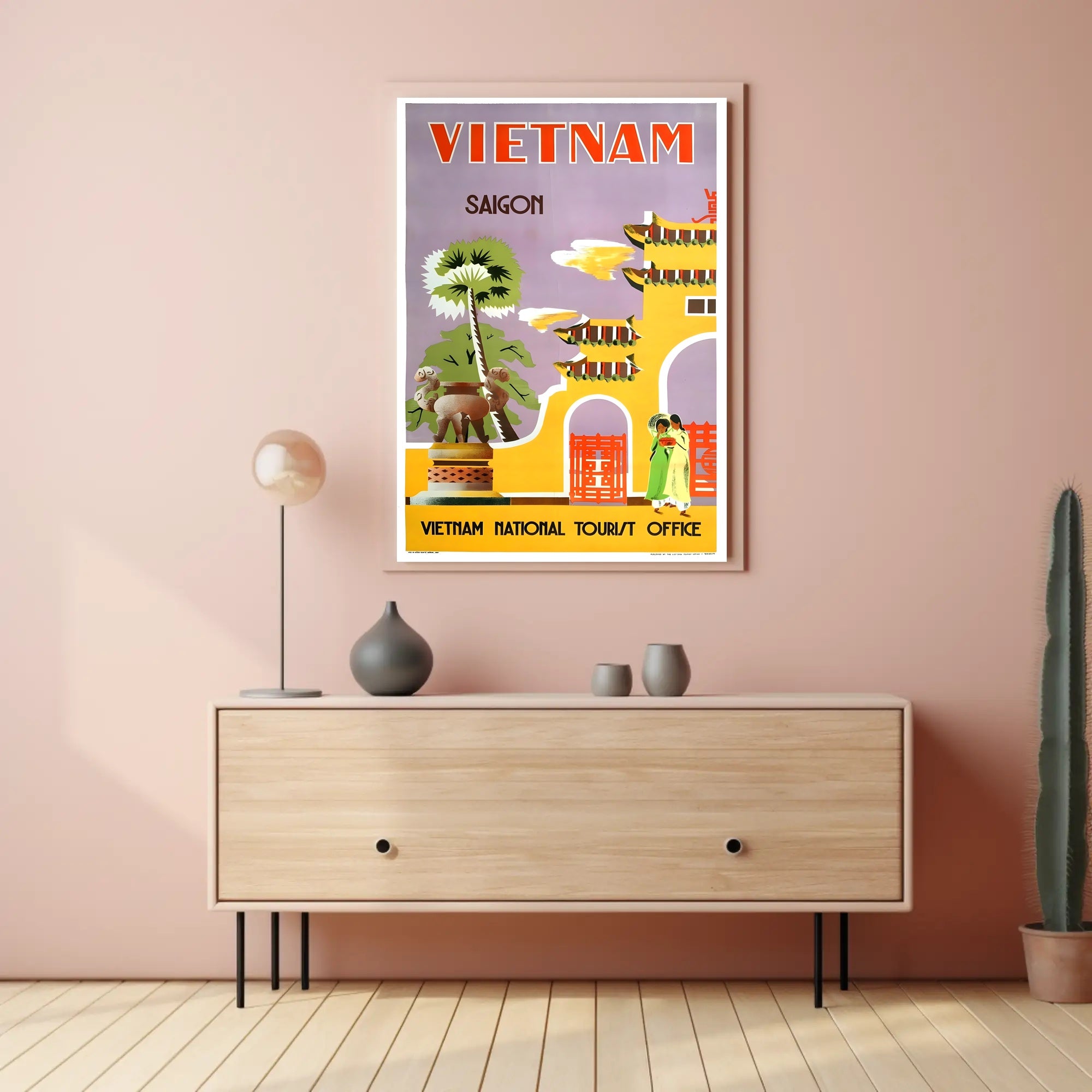 Saigon Vintage Travel Poster: Vibrant Mid-Century Design PosterGoat