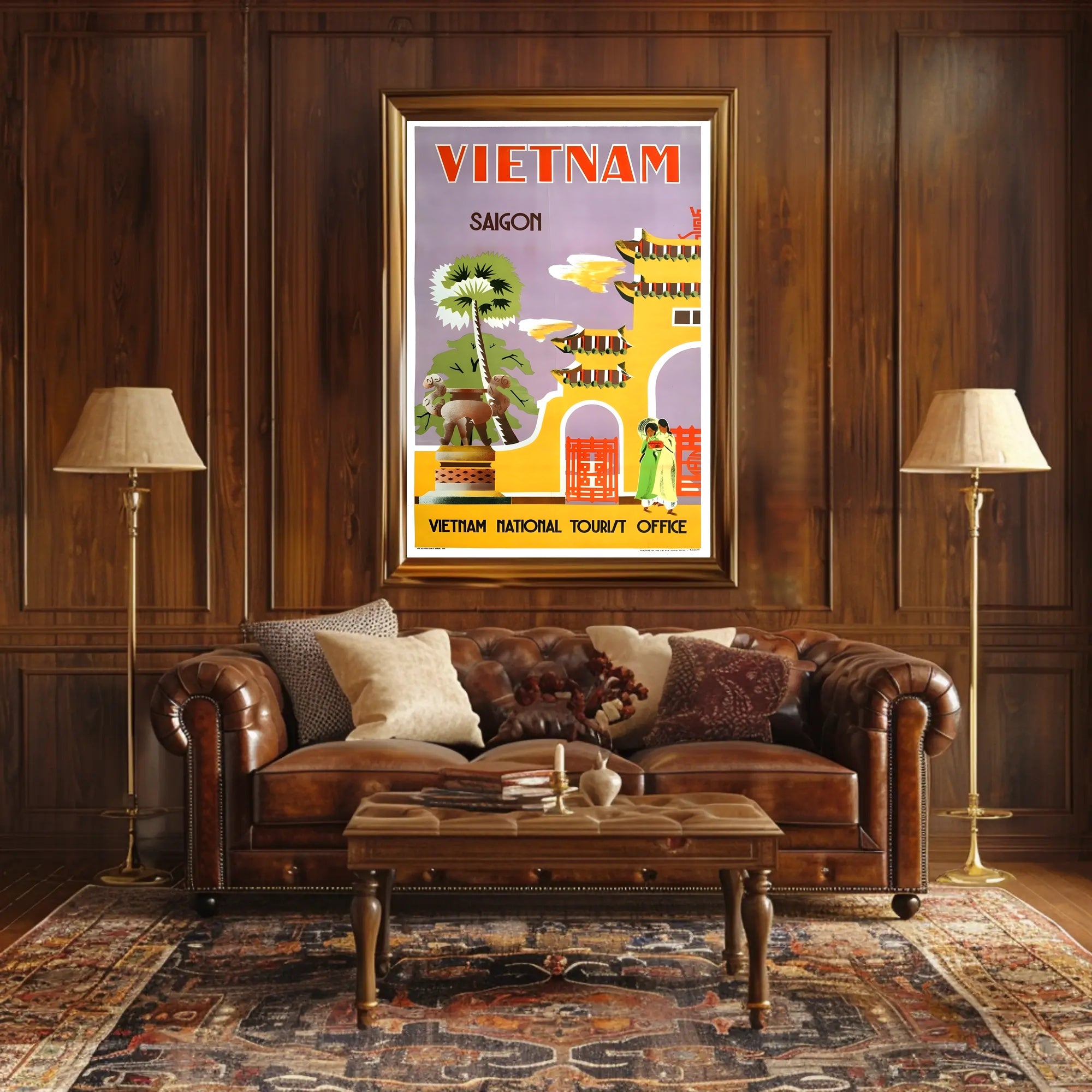 Saigon Vintage Travel Poster: Vibrant Mid-Century Design PosterGoat