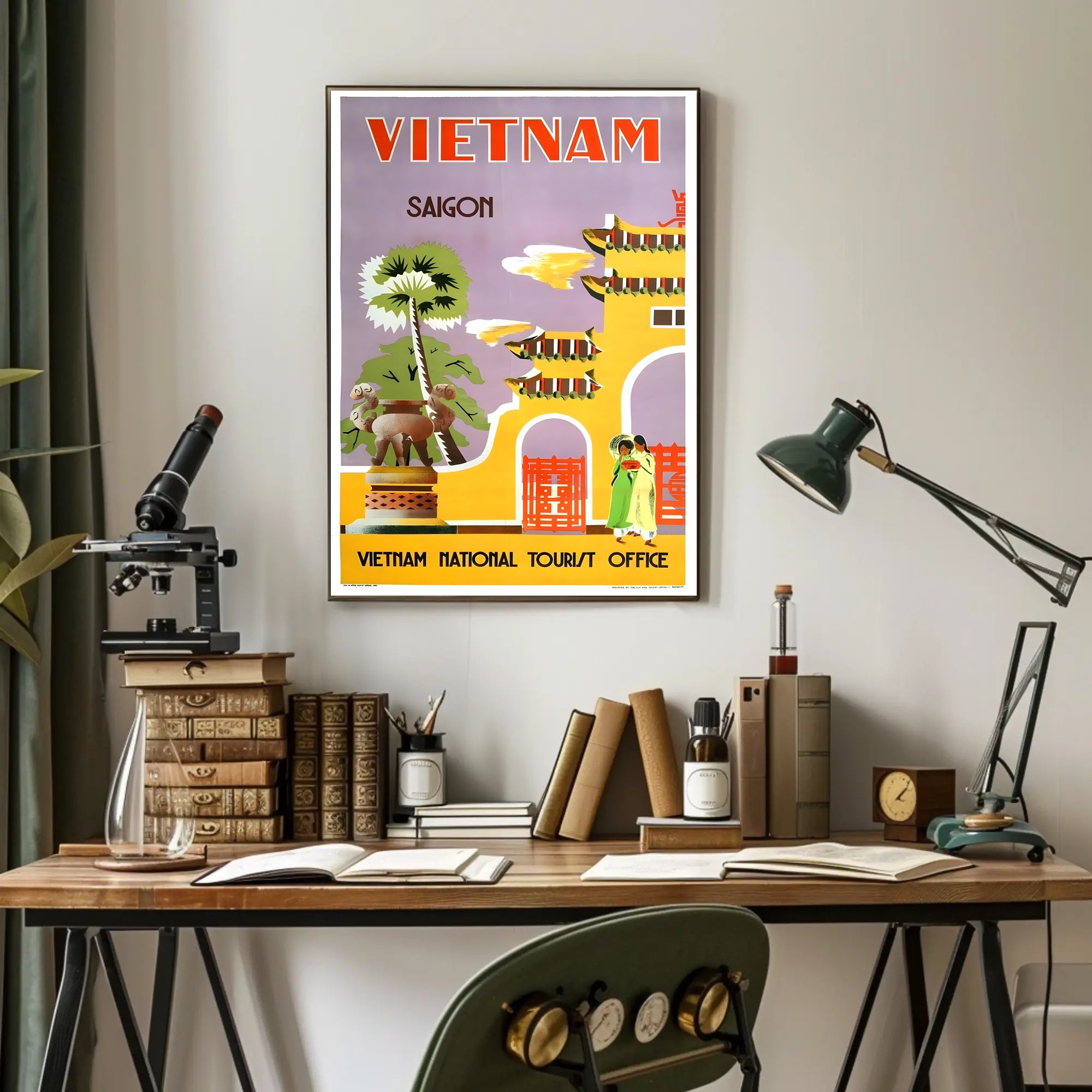 Saigon Vintage Travel Poster: Vibrant Mid-Century Design PosterGoat