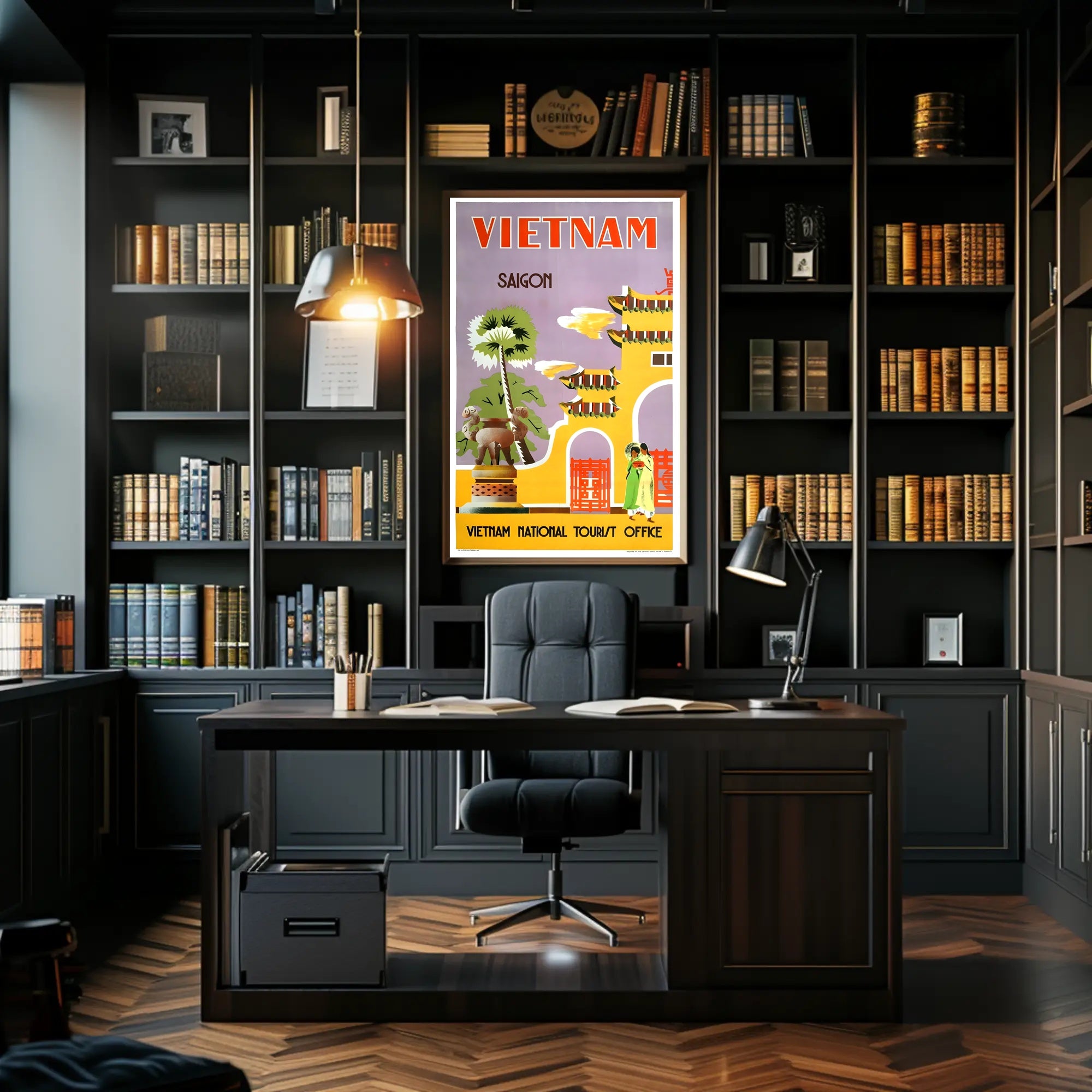 Saigon Vintage Travel Poster: Vibrant Mid-Century Design PosterGoat